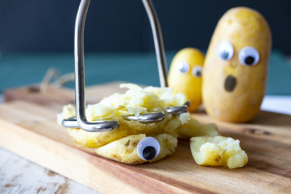 stainless steel tray with yellow food